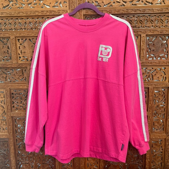 Spirit Jersey Disney World Disney Parks Bright Pink Silver Accents Womens Large - Picture 6 of 10